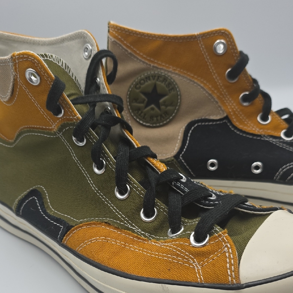 Converse Olive and Orange High-Top Sneakers